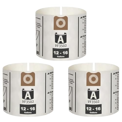 3 Pack VF3502 Replacement Bags for Rigid 12-16 Gallon Wet/Dry Vacuums - size: 3PK, style: Average Performance