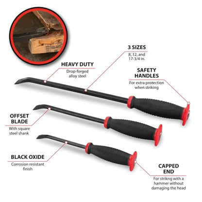Performance Tool W3033 3-Piece Pry Bar Set - size: 3pc Pry Bar Set