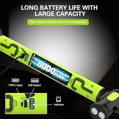 ERAY Magnetic Work Light Bar with Hooks 6000mAh /3000LM for Mechanics - color: Green