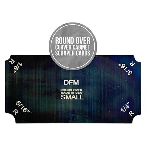 DFM Tool Works Round Over Curved Cabinet Scraper Cards - Precision Cabinet Scraper for Woodworking, Ideal for Wood Finishers Multi-Use Woodworking - Made in USA - Small, 1/8 to 5/16 Radius, QTY 1 - size: Small (1/8 to 5/16 Radius)