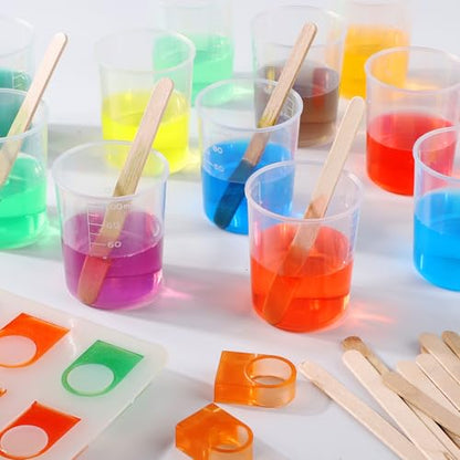 Gartful 90PCS Epoxy Mixing Cups Kit, 40PCS 100ml Disposable Graduated Cups Transparent Scale Cups with 50 Pack Wooden Stirring Sticks for Paint Mixing, Jewelry Making, Liquid Measuring - color: Clear cups+wooden stick, size: 100ml