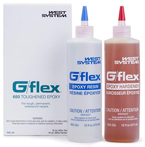 WEST SYSTEM G/Flex 650 Epoxy Resin and Hardener Kit | 16 oz. Bottles, Toughened Marine Epoxy for Fiberglass, Structural Repairs, and All Weather Use | Made in the USA