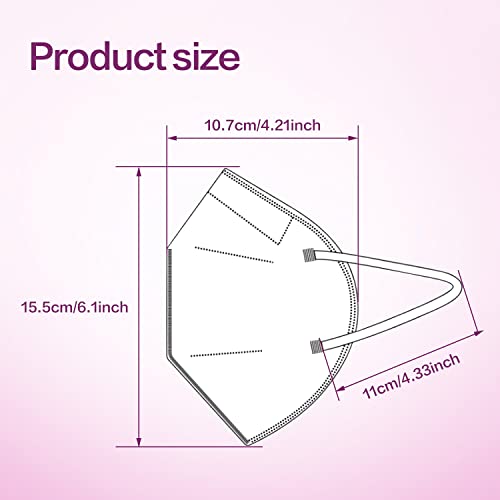 Miuphro 50 Pack Cup Dust Safety Disposable Masks, KN95 5-Layer Foldable Masks - color: White
