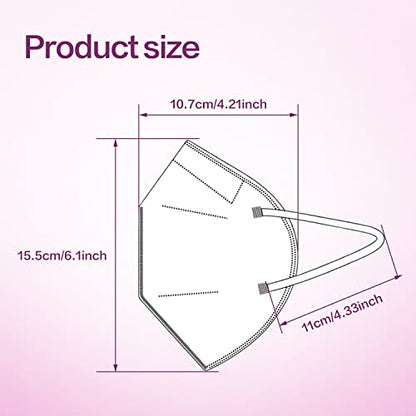 Miuphro 50 Pack Cup Dust Safety Disposable Masks, KN95 5-Layer Foldable Masks - color: White