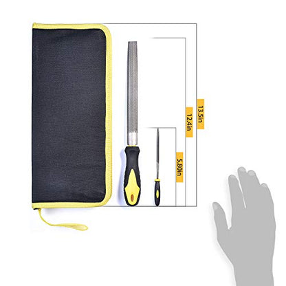 Metal File Set, Large Flat File/Half-Round File/Triangle File/Round File - color: Black-17pcs