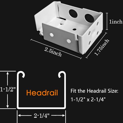 2pcs Mini Blind Brackets, Metal Window Blind Brackets, White Window Blinds Headrail Holder Bracket for Low Profile Blinds - size: 2-1/2x1-3/4inch