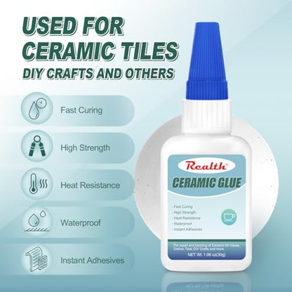 Waterproof Ceramic Glue 30g 2 Pack Instant Drying Heat-Resistant Waterproof - size: 60g, style: Ceramic Glue