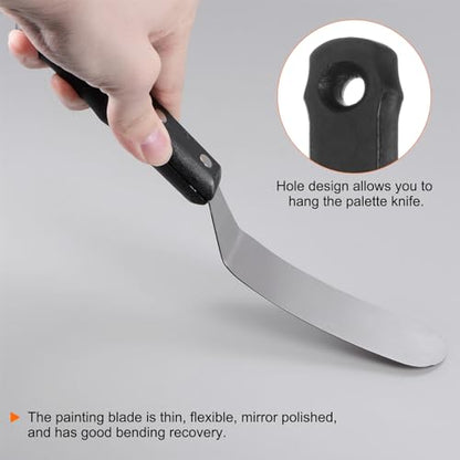 HARFINGTON No.3 Painting Palette Knife Stainless Steel Round Spatula Pallet Knife with Wood Handle for Oil Acrylic Paint Canvas Color Mixing Spreading