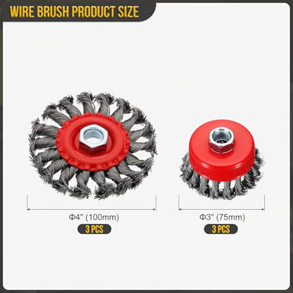 DTGN 6 Pcs Wire Wheel Cup Brush Set with 5/8"-11 Arbor