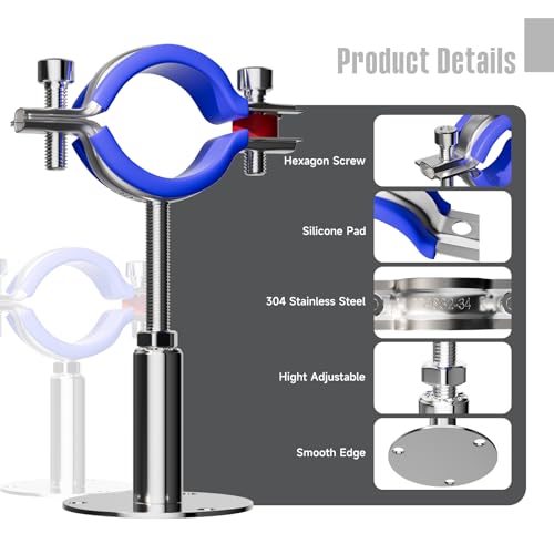 2 Pack Wall Mount Ceiling Mount Pipe Supports Suitable for OD Pipe 32-34mm Adjustable Height 30-50mm Adjustable Pipe Strap Clamp with Screws Stainless Steel - color: Adjustable Height 30-50mm, style: 32mm