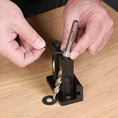 Trend Mini Twin Pocket Hole Jig with HSS Drill Bit & Depth Setting Collar, Square Drive Bit & Pocket Hole Screws Selection, PH/JIG/M