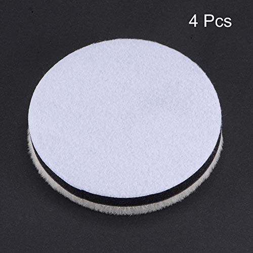 uxcell 4" Wool Felt Sponge Polishing Pad Hook and Loop Buffing Wheel Fine Polishing for Orbital Polisher Buffer 4 Pcs - size: 4"