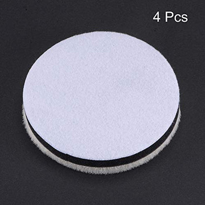 uxcell 4" Wool Felt Sponge Polishing Pad Hook and Loop Buffing Wheel Fine Polishing for Orbital Polisher Buffer 4 Pcs - size: 4"