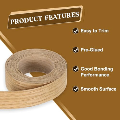 uxcell 1 Inch x 15ft Wood Veneer Edge Banding, Pre-Glued Flexible White Oak Edging Strips, Iron on with Hot Melt Adhesive Wood Tape for Cabinet Repair and Furniture Restoration - size: 1 Inch x 15ft