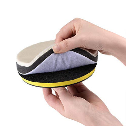 uxcell 4" Wool Felt Sponge Polishing Pad Hook and Loop Buffing Wheel Fine Polishing for Orbital Polisher Buffer 4 Pcs - size: 4"