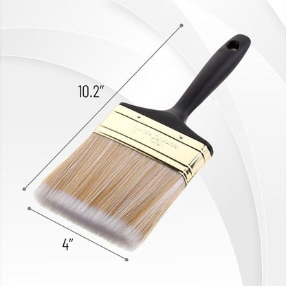 Bates- Deck Stain Brush, 4 Pack, 4 Inch, Soft Tip Wood Stain Brushes for Wood, Brass Plated Steel Ferrule, Ergonomic Handle - size: 4 Inch, 4 Pack