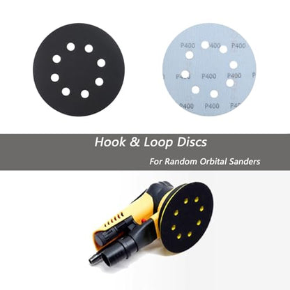 50 Pcs 5 Inch 8 Hole 400 Grit Wet and Dry Sanding Discs, Round Hook and Loop Disc Sandpaper for Random Orbital Sanders - style: 400 Grit