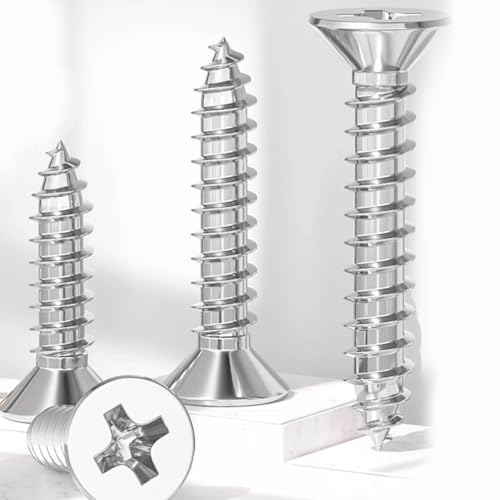 #10 x 1-1/2" Flat Head Sheet Metal Screws, 304 Stainless Steel 18-8 Phillips Drive Wood Screws, Pack of 50 - size: #10 x 1-1/2"