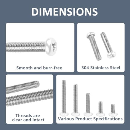 QISHENG 100 PCS White Head #6-32X1 Stainless Steel Phillips Pan Head Machine Screws,DIY,Repair,Install Furniture and Electrical Appliances Screws,Stainless Steel 18-8 A2(304) Screw - color: White, size: #6-32X1"