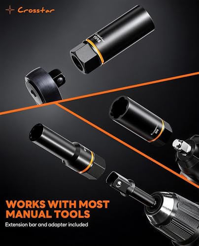 Crosstar 25Pcs Bolt Extractor Kit,3/8" Drive Screw & Nut Remover Set