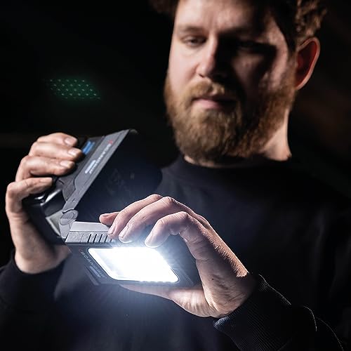 SCANGRIP Basic Connect 1000 Lumen LED Flood Light, Power Tool Battery Operated, Portable, Flexible Lamp Head, Lightweight and Compact Design
