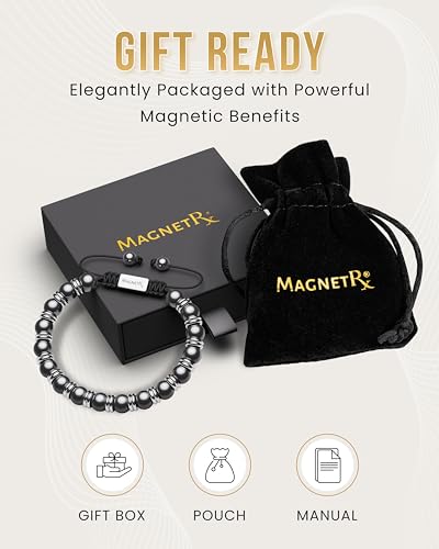 MagnetRX® Hematite Beaded Magnetic Bracelets (Silver Titan 8mm) - color: Silver Titan 8mm Bead