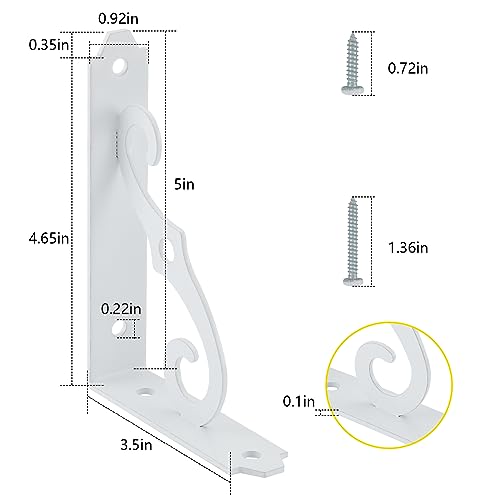 HOME MASTER HARDWARE Decorative Shelf Brackets, 5x3.5 inch, White, 4 Pack - size: 5 x 3 1/2 Inch, style: White-4Pack