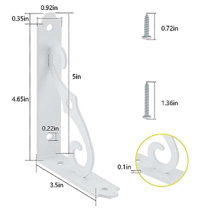 HOME MASTER HARDWARE Decorative Shelf Brackets, 5x3.5 inch, White, 4 Pack - size: 5 x 3 1/2 Inch, style: White-4Pack