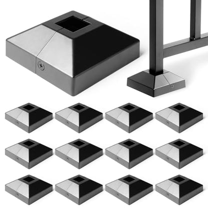 1"x1" Aluminum Deck Post Base Cover for Railings, Stairs, Patios, Porches - Split Post Skirt 12Pcs (Black) - size: 1"×1"
