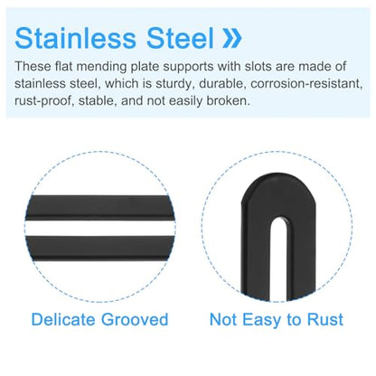 uxcell 2Pcs Adjustable Flat Mending Plate Support with Slot, 6.1 x 0.75 Inch Stainless Steel Slotted Straight Brace Brackets for Wooden Furniture, Black - size: 6.1 x 0.75 Inch