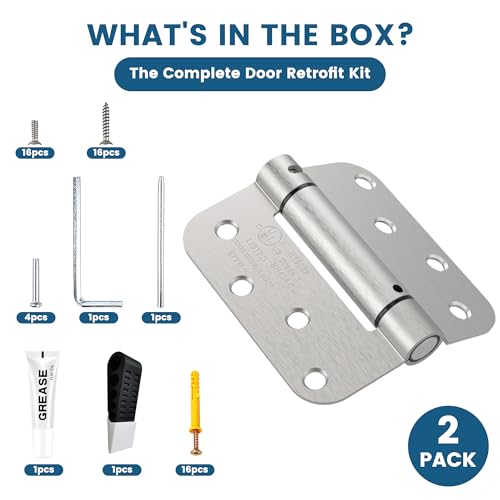 2 Pack 4 Inch Self Closing Door Hinges Kit, Satin Nickel - color: 4" - Satin Nickel-Kit
