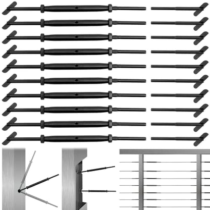 Helffer Black Cable Railing Hardware Kit, 10 Pairs - color: Black