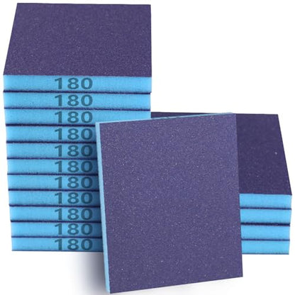16 Pack 180 Grits Sanding Sponge Fine Sanding Block, Washable and Reusable Wet Dry Sandpaper Block Sandpaper Sponge for Wood Metal FurniturePaint and Drywall - color: Blue, size: 180 Grits-16PCS