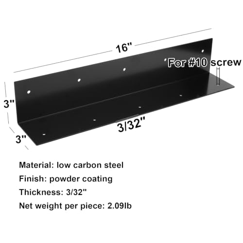 4 Pack 16" x 3" Black Raised Garden Bed Corner Bracket for Wood - size: 16" x 3"