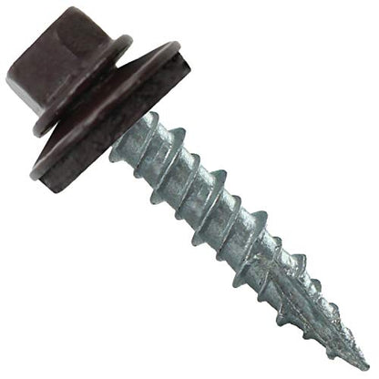 10 x 1 Dark Brown Metal Roofing Screws - Hex Washer Head- Self-Starting/Tapping - EPDM Washer. 1 Bag - 250 Screws - color: DARK BROWN, size: 1"