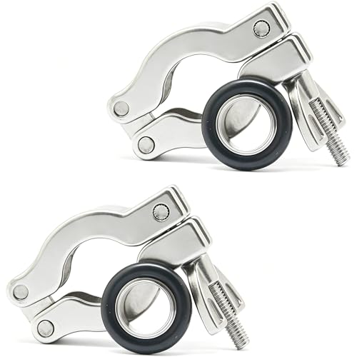 QiiMii KF16 SS304 Wing Nut Hinge Clamp with FKM O-Ring and SS304 Center Ring, 2 Pack - size: KF-16, style: 2 Pack