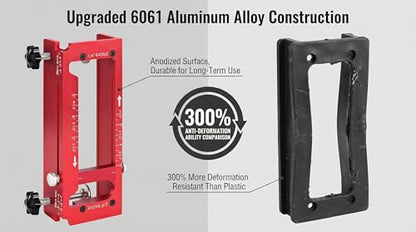 Door Hinge Jig, Aluminum Alloy Adjustable Mortise Template Kit Fits 2.5" to 5" Hinges, for 1/4" & 5/8" Radius and Square Corners Router Jig- Precision Template with Scale