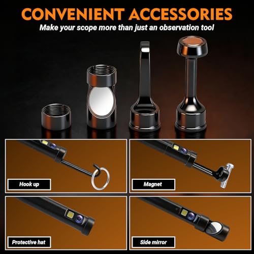 Dual Lens Endoscope Camera with Light, 1080P Borescope