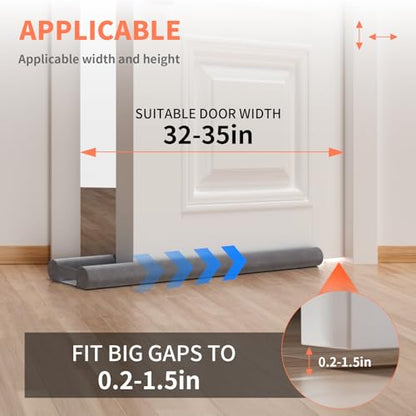 BKSAI Under Door Draft Stopper, 32-36in, Grey - color: Gray, size: 32-36in