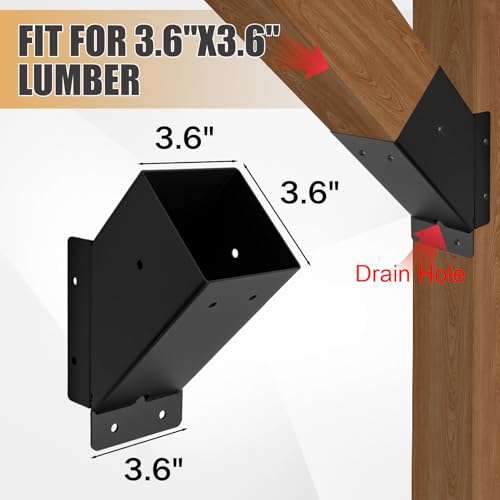 4 Pcs 45° 4"x 4"Angle Support Brackets(Actual 3.6''x 3.6'') - size: 45° Angle 4x4 Inch - 4 Pcs