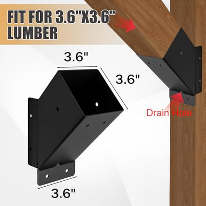 4 Pcs 45° 4"x 4"Angle Support Brackets(Actual 3.6''x 3.6'') - size: 45° Angle 4x4 Inch - 4 Pcs