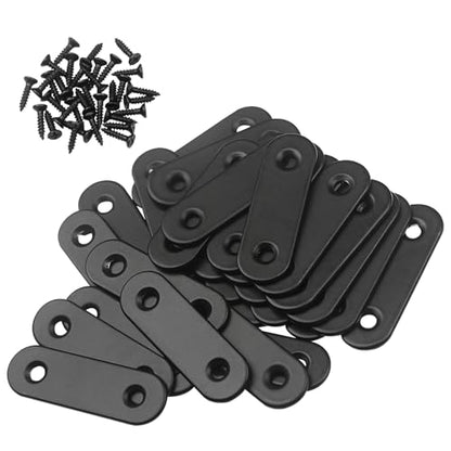 40 Pcs Straight Brace, 2” x 0.6” Flat Brace, Stainless Steel Straight Bracket, Mending Joining Plates for Bed Frame,Board,Wood,Shelves & Furniture, Matte Black (40)