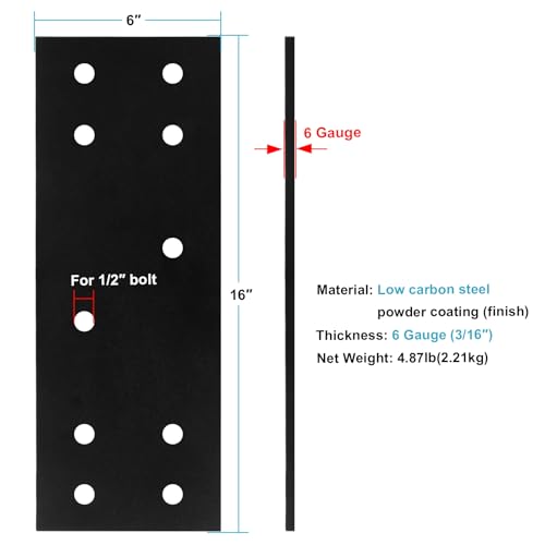 2 PCS Flat Mending Plate for 8x8 Post, Splice Bracket 6-Gauge Heavy Duty