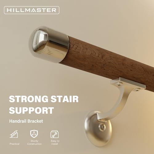 HILLMASTER Steel Handrail Bracket for Indoor Outdoor Stairs, Anti-Rust Hand Rail Brackets Hand Railing Brackets Strong Stair Support for Home Buildings Stairways Handrail,Satin Nickel, 6 Pcs - size: Satin Nickel-6Pcs