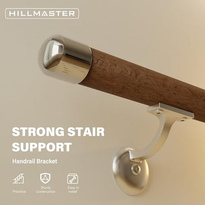 HILLMASTER Steel Handrail Bracket for Indoor Outdoor Stairs, Anti-Rust Hand Rail Brackets Hand Railing Brackets Strong Stair Support for Home Buildings Stairways Handrail,Satin Nickel, 6 Pcs - size: Satin Nickel-6Pcs