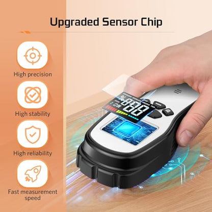 Pinless Wood Moisture Meter, Firewood Moisture Meter for Lumber Drywall - color: Black Silver