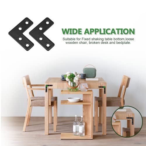 Uenhoy 20 Pcs L Shape Black Flat Brackets 1.57"x1.57" with Screws - size: 40x40mm/1.57"x1.57", style: L Shape