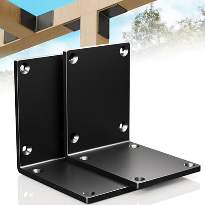 2 Pack 8x8x6 Heavy Duty Corner L Brackets for Wood, 1/4 Inch Steel