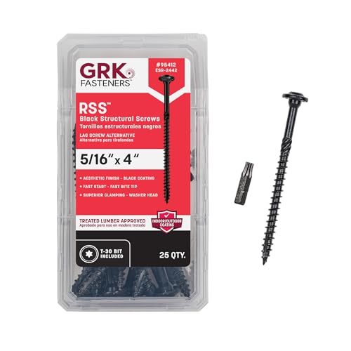 GRK Fasteners RSS™ 5/16 x 4 Rugged Structural Screws, Black, 25 PCS - size: 5/16" x 4"