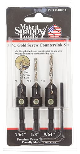 Make it Snappy Tools Quick-Change 3-Pc. Countersink Drill Bit Set. Proudly Made in The USA.